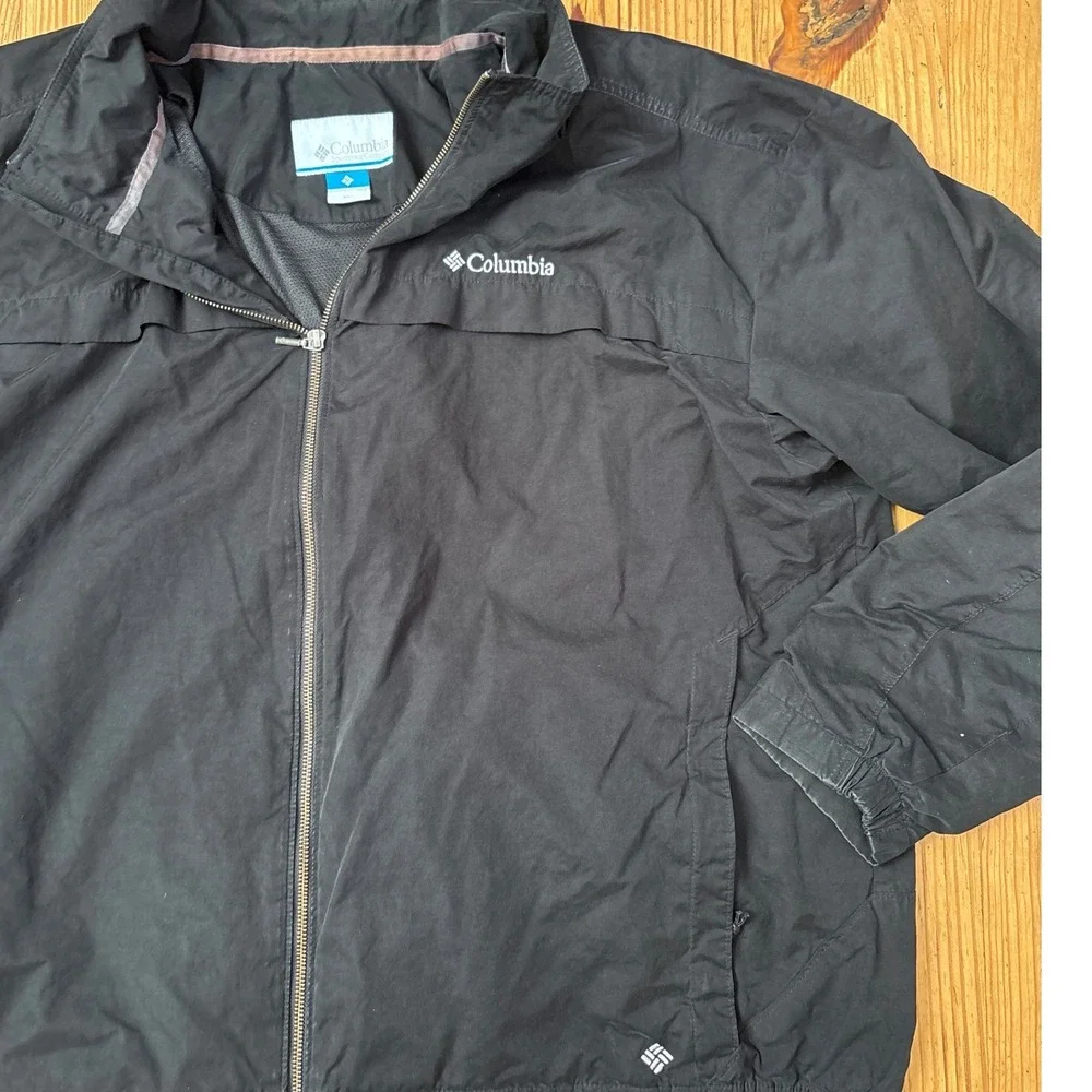 Columbia Windbreaker Jacket Mens Black Lightweight Full Zip Mesh Lined SIZE XXL